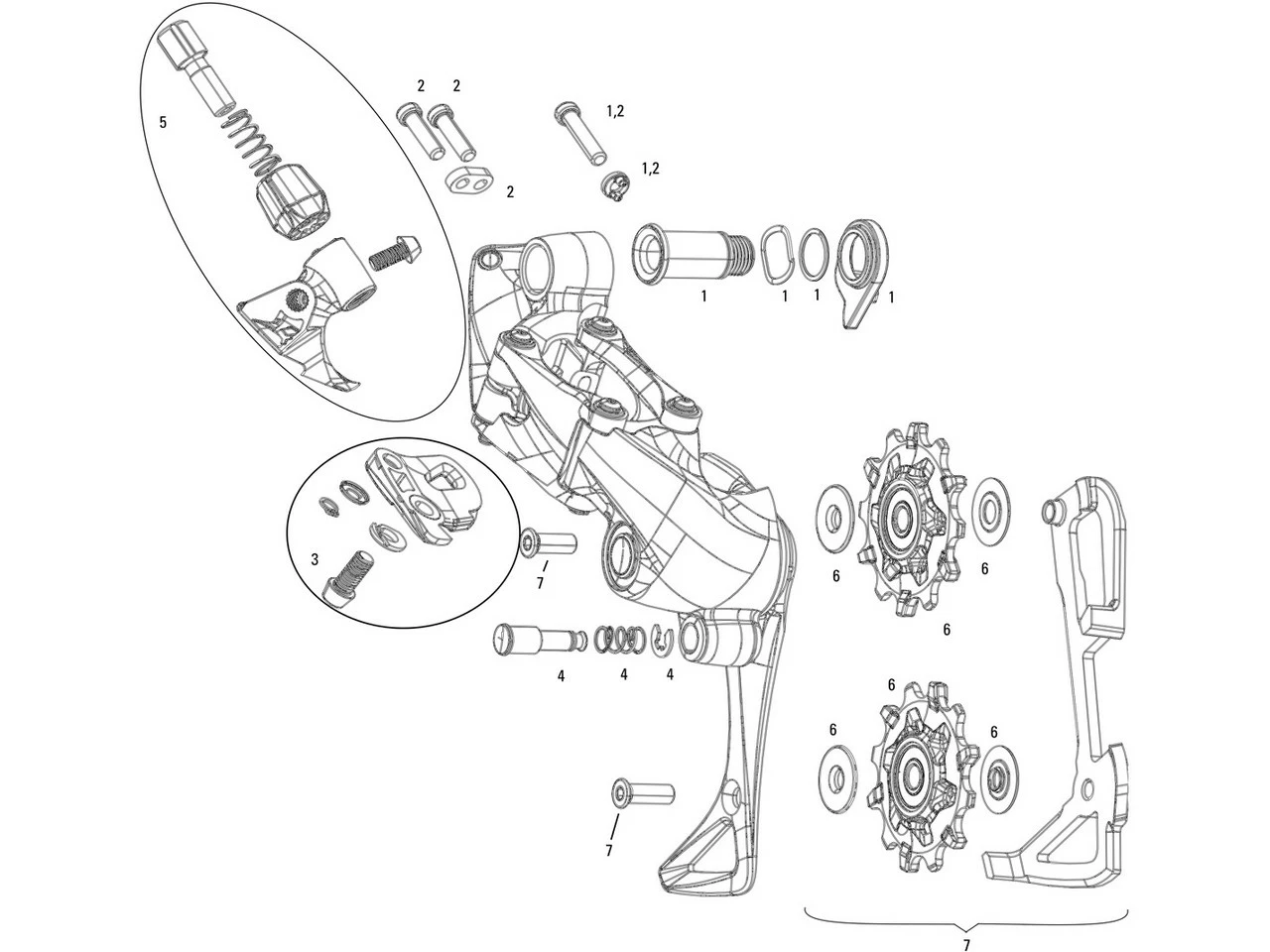 SRAM Pièces Détachées Pour Dérailleur Arrière Force 1, CX1 (2014) 1 SRAM Pièces Détachées Pour Dérailleur Arrière Force 1, CX1 (2014)